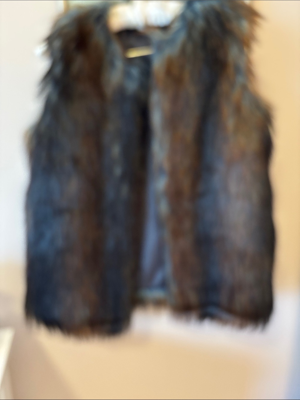 Faux Fur Vest - Black Brown EUC